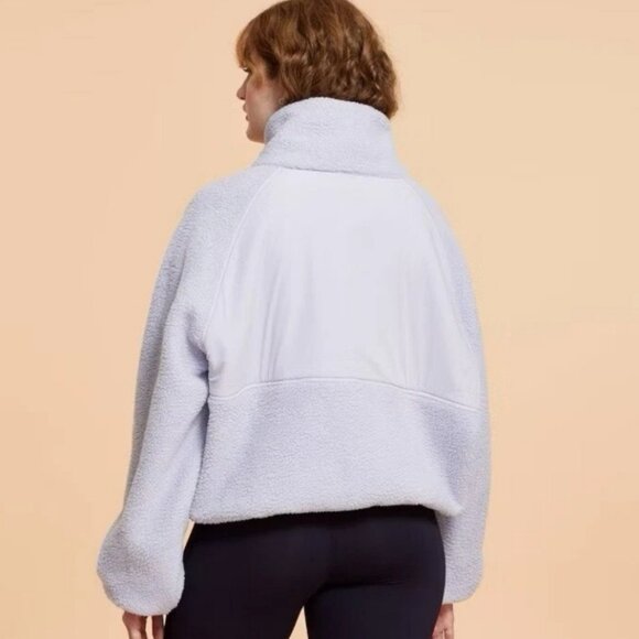 New POPFLEX Blogilates Lavender Teddy Jacket Coat Outerwear Cloud Marshmallow - Picture 4 of 5